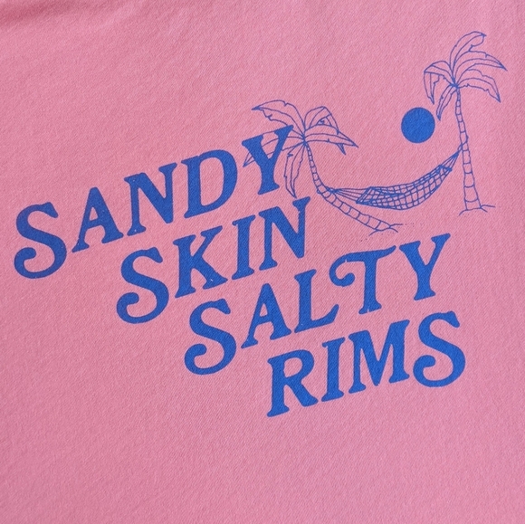 Wildfox Tee Sandy Skin Salty Rims Cotton Short Sleeves Crew Neck Pink L NWT - Picture 11 of 12